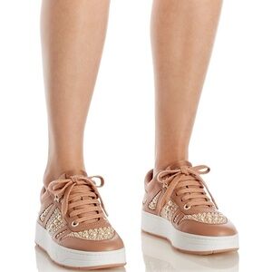 Jimmy Choo Women’s Hawaii Pearl Leather Flatform Sneakers Size 38 NWOB